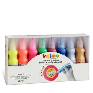 Farby Plakatowe Tempera 8x50ml (4 x fluo, 4 x metalizujące)